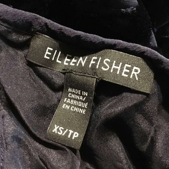Eileen Fisher Navy Velvet Burnout Dress - Picture 6 of 6
